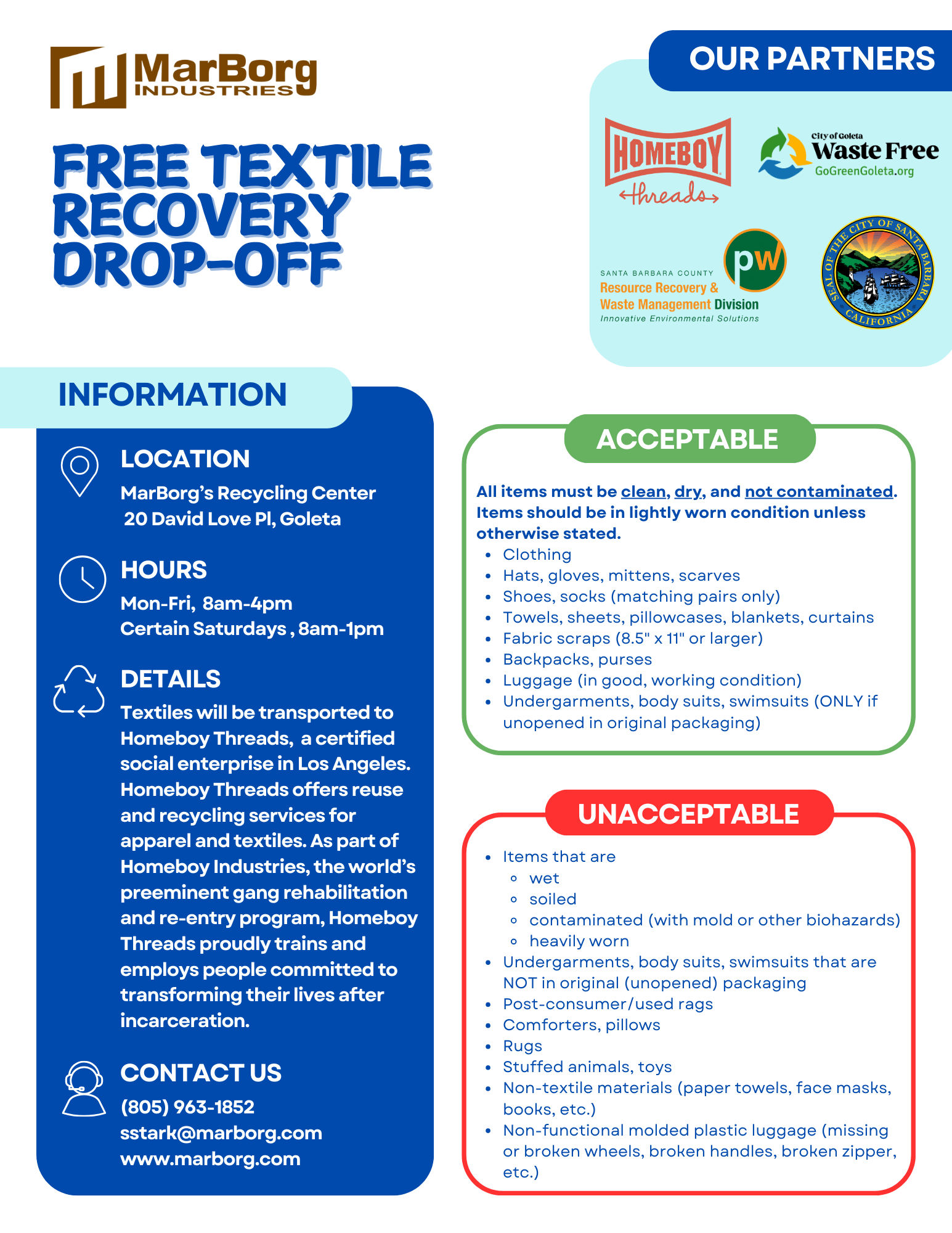 MarBorg Textile Drop-Off Flyer